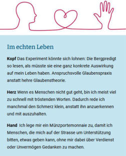 Sobald Menschen nmlich tatschlich Schwche zeigen, spricht ihnen die Superfrommheit nicht die entlastenden Worte der Bergpredigt zu, sondern wirft ihnen mangelnde Glaubenskraft vor. Die Moralkeule liegt oft nher als das Fllhorn der Seligpreisungen.